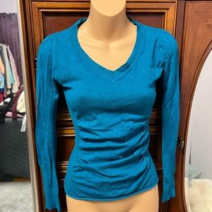 V Neck Sweater with Ruching Sides